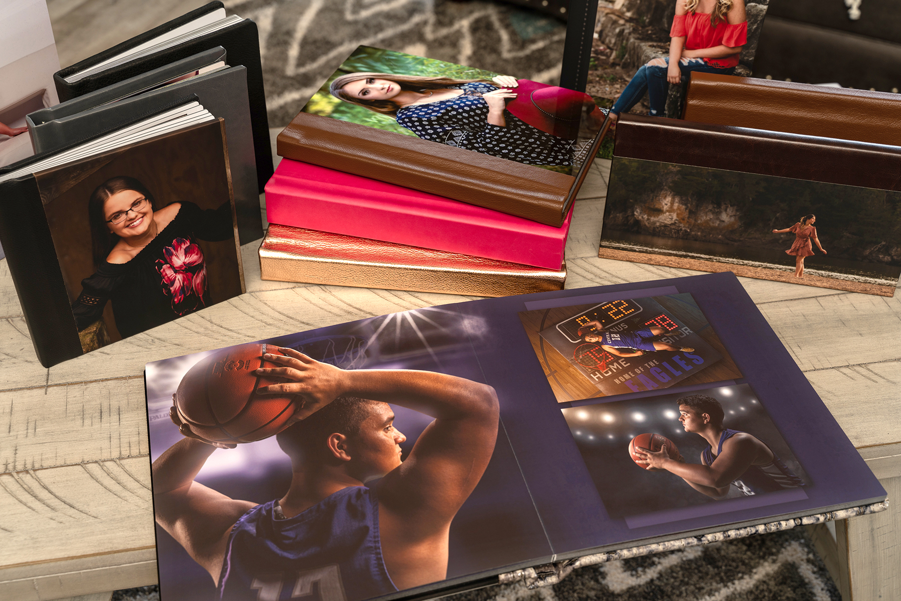 Senior Integrity Albums laid out on table