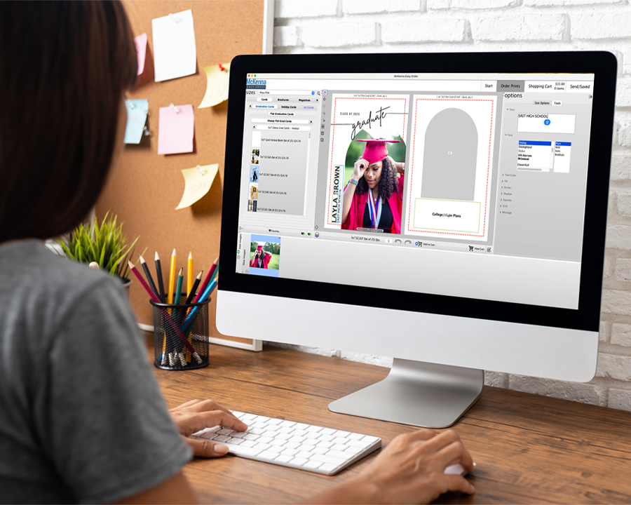 Senior Grad Card in Easy Order displayed on a computer monitor.